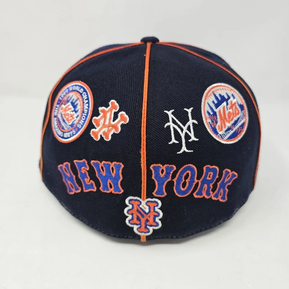 American Needle New York Mets Cooperstown Collection Multi Logo Hat Blue 7 7/8